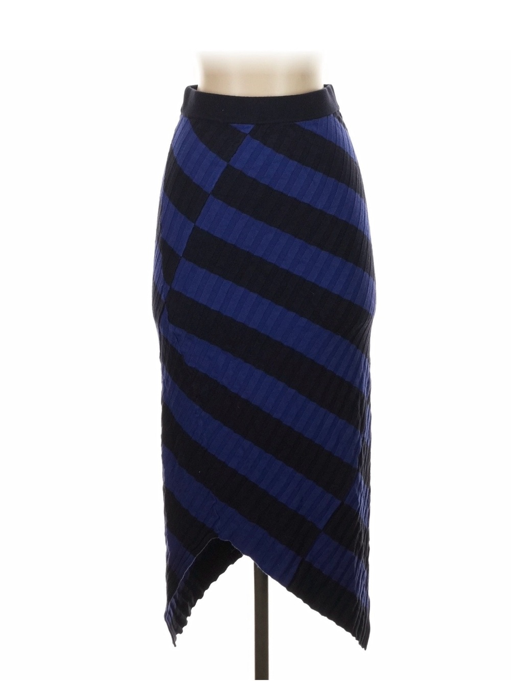 Altuzarra Navy and Black Asymmetrical Ribbed Stripe Skirt